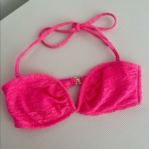 H&M hot pink multi-way ruched bikini top Sz8 M